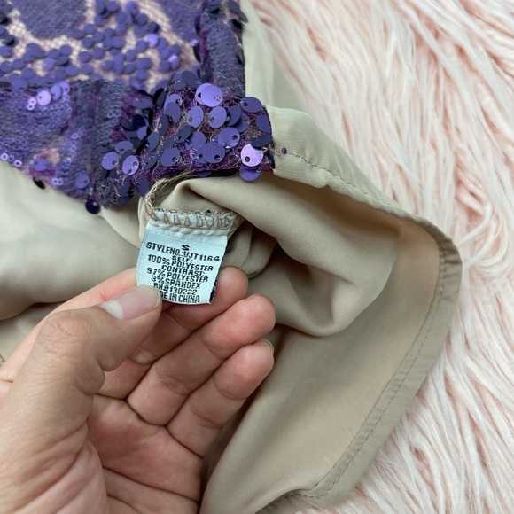 NEW Very J Purple Sequins Chiffon Tank Blouse Top - Picture 5 of 6